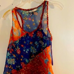 American Rag sheer scoop neck summer floral top